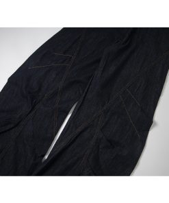 Trendy Baggy Machete Pants with Horn Button Decorative Design - American Style Curved Knife Jeans for a Chic Look