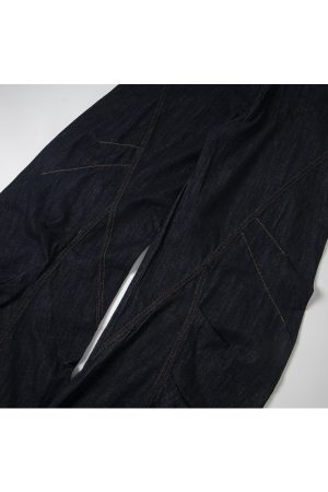 Trendy Baggy Machete Pants with Horn Button Decorative Design - American Style Curved Knife Jeans for a Chic Look