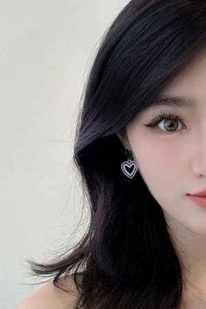 Trendy Black Bow Heart Earrings for Women - 2025 High-Quality Mosquito Coil Ear Clips, Cute Niche Fashion Accessory