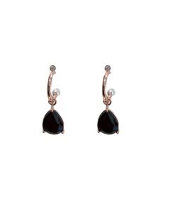 Trendy Black Crystal Ear Studs – Stylish Korean Influencer Earrings in Pure Silver Needle for Women