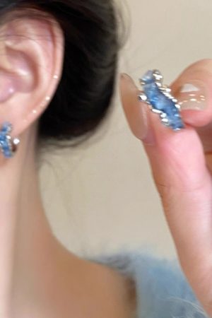Trendy Blue Hoop Earrings for Women, 2025 Unique Design, High-End Studs, Personalized Ear Accessories for Fashion Lovers