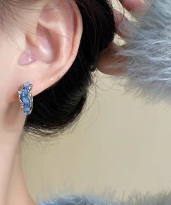 Trendy Blue Hoop Earrings for Women, 2025 Unique Design, High-End Studs, Personalized Ear Accessories for Fashion Lovers