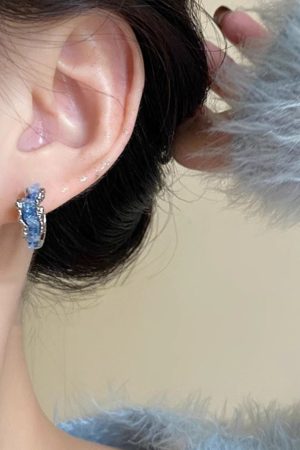 Trendy Blue Hoop Earrings for Women, 2025 Unique Design, High-End Studs, Personalized Ear Accessories for Fashion Lovers