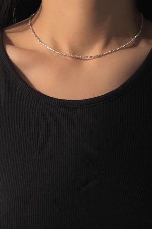 Trendy Broken Silver Fine Chain Necklace for Women - 2025 Clavicle Chain, Light Luxury High-End Neck Accessory