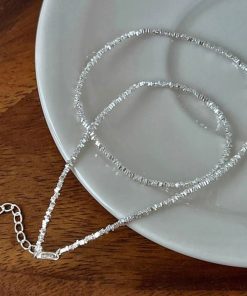 Trendy Broken Silver Fine Chain Necklace for Women - 2025 Clavicle Chain, Light Luxury High-End Neck Accessory