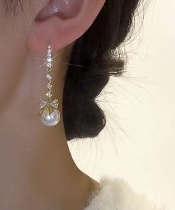 Trendy Butterfly Red Pearl High-Design Earrings - Versatile Fashion Ear Drops for Women, 2025 Style Accessory