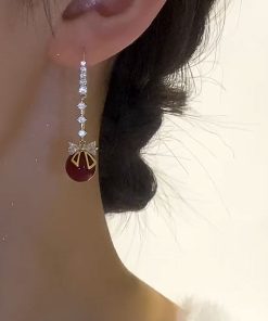 Trendy Butterfly Red Pearl High-Design Earrings - Versatile Fashion Ear Drops for Women, 2025 Style Accessory