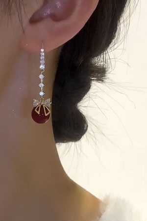 Trendy Butterfly Red Pearl High-Design Earrings - Versatile Fashion Ear Drops for Women, 2025 Style Accessory
