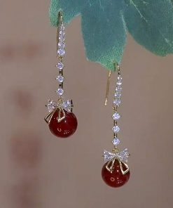 Trendy Butterfly Red Pearl High-Design Earrings - Versatile Fashion Ear Drops for Women, 2025 Style Accessory