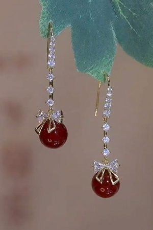 Trendy Butterfly Red Pearl High-Design Earrings - Versatile Fashion Ear Drops for Women, 2025 Style Accessory