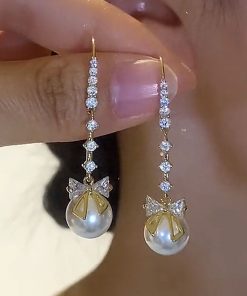 Trendy Butterfly Red Pearl High-Design Earrings - Versatile Fashion Ear Drops for Women, 2025 Style Accessory