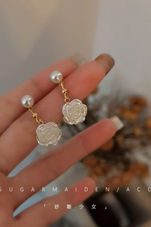 Trendy Camellia Flower Clip-On Earrings for Women, 2025 Niche Design, No Ear Holes Required, Fashionable Rose Floral Jewelry