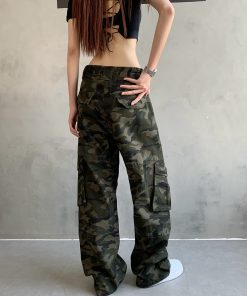Trendy Camouflage Cargo Pants for Men and Women - Vintage Hip Hop Draped Streetwear Casual Fashion, Y2K Inspired