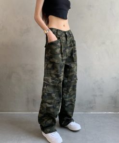 Trendy Camouflage Cargo Pants for Men and Women - Vintage Hip Hop Draped Streetwear Casual Fashion, Y2K Inspired
