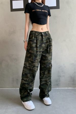 Trendy Camouflage Cargo Pants for Men and Women - Vintage Hip Hop Draped Streetwear Casual Fashion, Y2K Inspired