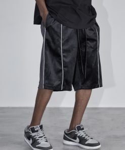 Trendy Casual Five-Point Shorts with 3M Reflective Strip, Velvet Color-Blocking, and Glossy Drawstring - Y2K Street Style