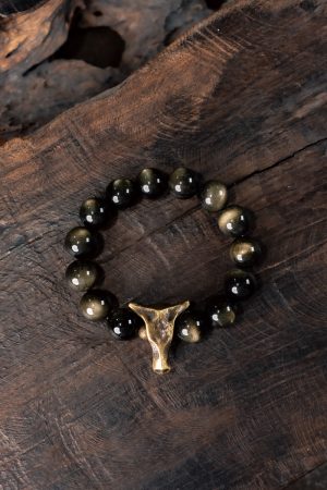 Trendy Cat Eye Obsidian Bracelet for Women and Men, Versatile Retro Niche Wrist Accessory, Stylish Jewelry Gift
