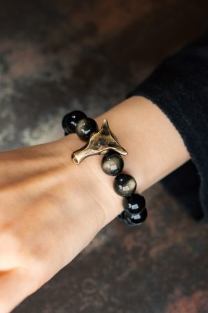 Trendy Cat Eye Obsidian Bracelet for Women and Men, Versatile Retro Niche Wrist Accessory, Stylish Jewelry Gift