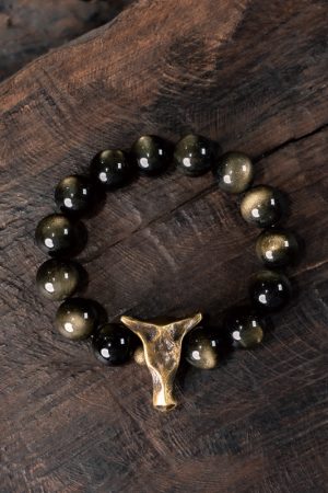 Trendy Cat Eye Obsidian Bracelet for Women and Men, Versatile Retro Niche Wrist Accessory, Stylish Jewelry Gift