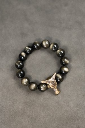 Trendy Cat Eye Obsidian Bracelet for Women and Men, Versatile Retro Niche Wrist Accessory, Stylish Jewelry Gift