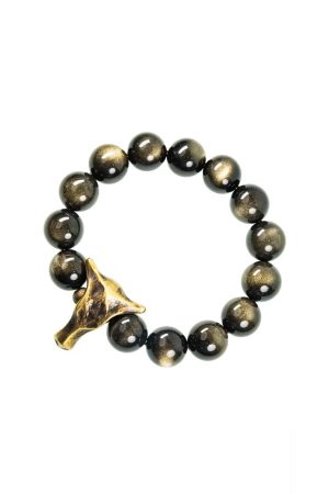 Trendy Cat Eye Obsidian Bracelet for Women and Men, Versatile Retro Niche Wrist Accessory, Stylish Jewelry Gift