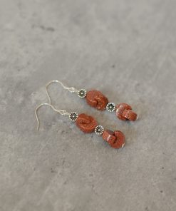 Trendy Chinese-Style Retro Ethnic Earrings - Gold Sandstone Flower Drop Earrings for Women, Autumn/Winter 2025 Fashion Accessories