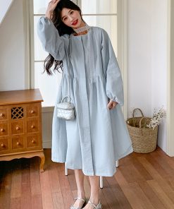 Trendy Cold-Style Unique Blue Long Sleeve Dress for Spring & Autumn 2025 â€“ Fashionable 90s Inspired Look