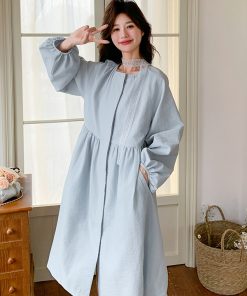 Trendy Cold-Style Unique Blue Long Sleeve Dress for Spring & Autumn 2025 â€“ Fashionable 90s Inspired Look