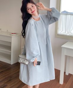 Trendy Cold-Style Unique Blue Long Sleeve Dress for Spring & Autumn 2025 â€“ Fashionable 90s Inspired Look
