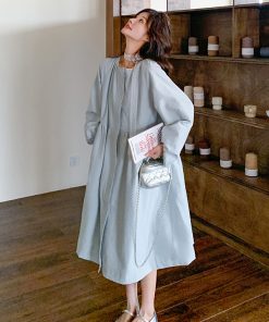 Trendy Cold-Style Unique Blue Long Sleeve Dress for Spring & Autumn 2025 â€“ Fashionable 90s Inspired Look