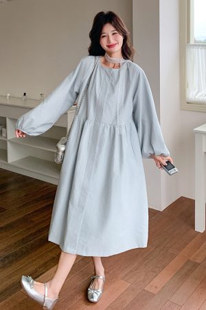 Trendy Cold-Style Unique Blue Long Sleeve Dress for Spring & Autumn 2025 â€“ Fashionable 90s Inspired Look