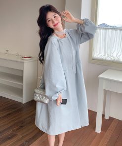 Trendy Cold-Style Unique Blue Long Sleeve Dress for Spring & Autumn 2025 â€“ Fashionable 90s Inspired Look