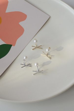 Trendy Cross Geometric Ear Studs - Versatile Back Hanging Earrings for a Fresh Look, 2025 Fashion Statement