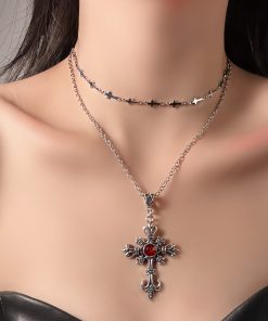 Trendy Cross Stacked Choker Necklace for Women - High-End Clavicle Neck Chain Accessory, Cool Fashion Statement Piece