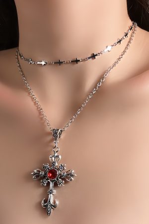 Trendy Cross Stacked Choker Necklace for Women - High-End Clavicle Neck Chain Accessory, Cool Fashion Statement Piece