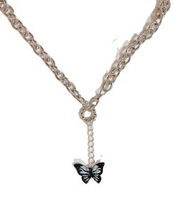 Trendy Dark Style Butterfly Earrings and Necklace Set - Summer Women's Hip-Hop Black Accessories for Unique Fashion