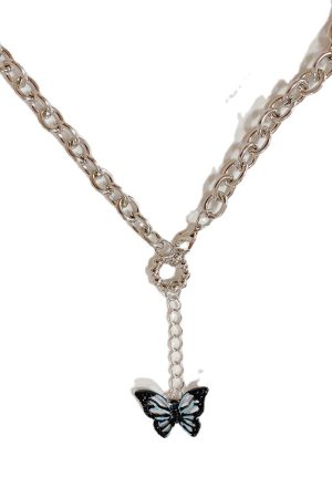 Trendy Dark Style Butterfly Earrings and Necklace Set - Summer Women's Hip-Hop Black Accessories for Unique Fashion
