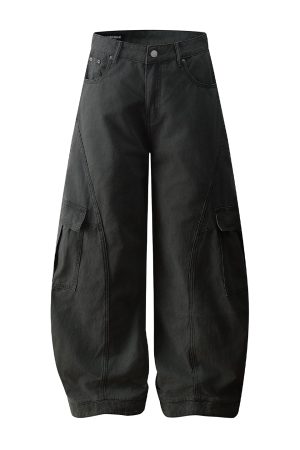 Trendy Deconstructed American Dance Pants with Big Pockets - Cleanfit Casual Workwear in Curved Knife Style