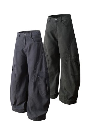 Trendy Deconstructed American Dance Pants with Big Pockets - Cleanfit Casual Workwear in Curved Knife Style