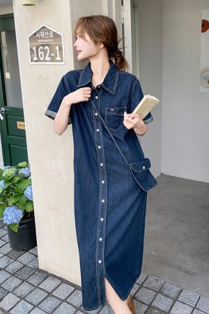 Trendy Denim Shirt Dress for Summer - Stylish May Day Outfit for Women, Perfect for Casual Outings and Everyday Wear