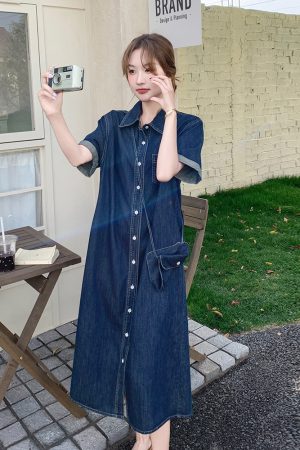 Trendy Denim Shirt Dress for Summer - Stylish May Day Outfit for Women, Perfect for Casual Outings and Everyday Wear