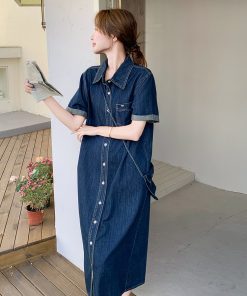Trendy Denim Shirt Dress for Summer - Stylish May Day Outfit for Women, Perfect for Casual Outings and Everyday Wear