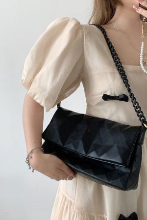 Trendy Diamond Quilted Pleated Tote Bag 2025 - Chain Underarm Shoulder Crossbody Bag for Fashion-Forward Style
