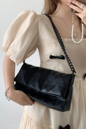Trendy Diamond Quilted Pleated Tote Bag 2025 - Chain Underarm Shoulder Crossbody Bag for Fashion-Forward Style