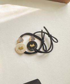 Trendy Dog Charm Rhinestone Heart Hair Tie for Girls - Cute Bun Hairstyles Accessory, Fashionable Women's Hair Accessory 2025