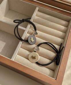 Trendy Dog Charm Rhinestone Heart Hair Tie for Girls - Cute Bun Hairstyles Accessory, Fashionable Women's Hair Accessory 2025