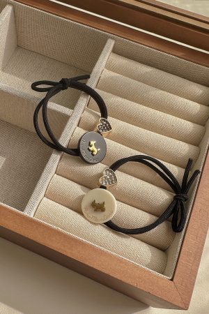 Trendy Dog Charm Rhinestone Heart Hair Tie for Girls - Cute Bun Hairstyles Accessory, Fashionable Women's Hair Accessory 2025