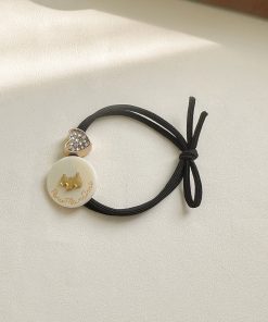 Trendy Dog Charm Rhinestone Heart Hair Tie for Girls - Cute Bun Hairstyles Accessory, Fashionable Women's Hair Accessory 2025