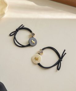 Trendy Dog Charm Rhinestone Heart Hair Tie for Girls - Cute Bun Hairstyles Accessory, Fashionable Women's Hair Accessory 2025