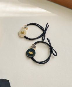 Trendy Dog Charm Rhinestone Heart Hair Tie for Girls - Cute Bun Hairstyles Accessory, Fashionable Women's Hair Accessory 2025